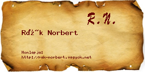 Rák Norbert névjegykártya