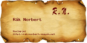Rák Norbert névjegykártya